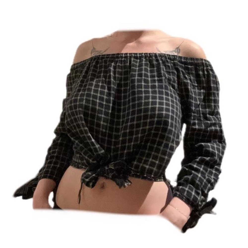 Madewell Small Checkered Milkmaid Top